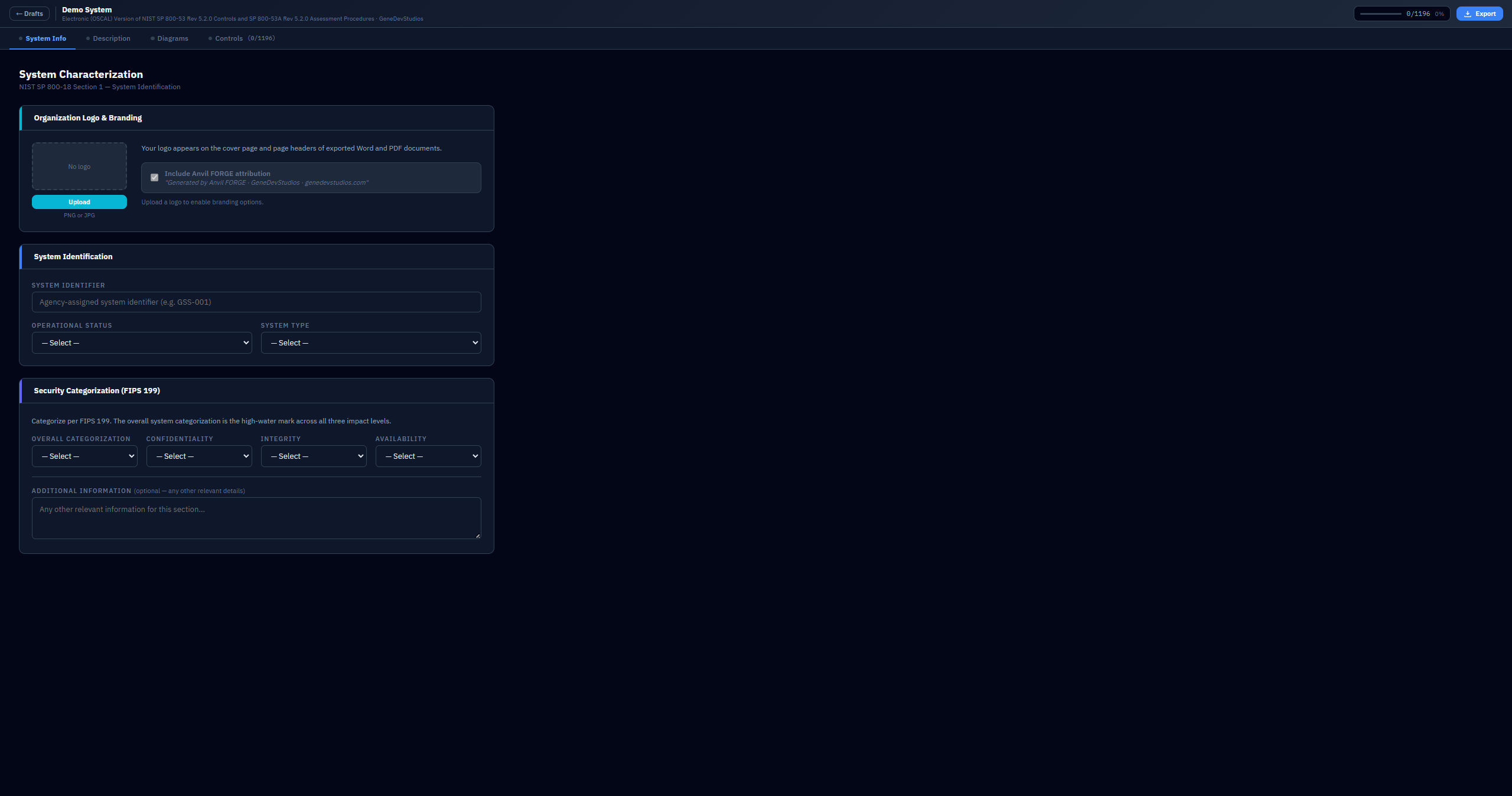 Anvil FORGE — System Characterization and FIPS 199 categorization